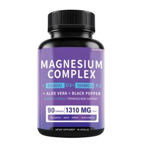 Magnesium Glycinate 1160mg With Aloe Vera, Vitamin D3 & K2 Complex - Supports Stress Relief, Sleep, Muscle, Nerve, Heart & Metabolism - Chelated Magne