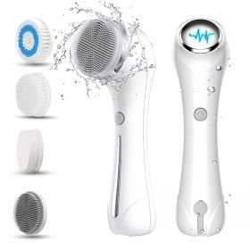 Facial Cleansing Brush, Brush For Exfoliating, IPX7 Waterproof 3 In 1 For Massaging, Deep Cleansing Rechargeable With 4 Brush Head Replacements, (Option: W13535453)
